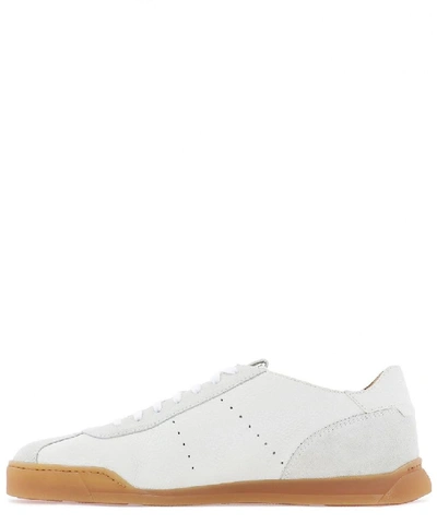 Shop Santoni Men's White Leather Sneakers