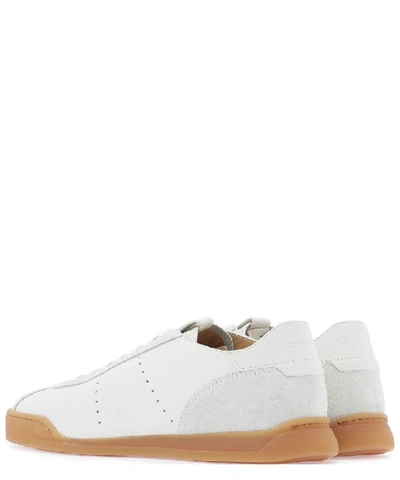 Shop Santoni Men's White Leather Sneakers