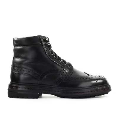 Shop Santoni Men's Black Leather Ankle Boots