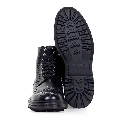 Shop Santoni Men's Black Leather Ankle Boots