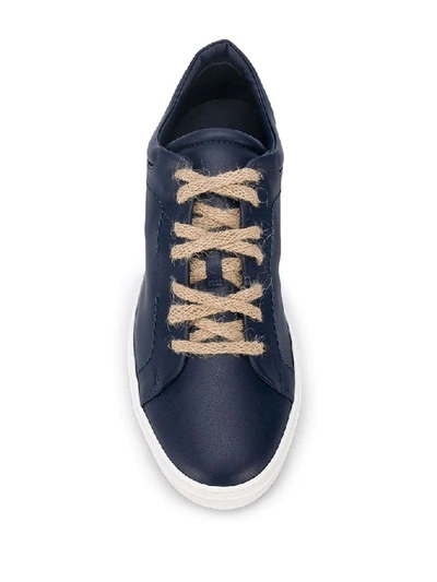 Shop Yatay Men's Blue Leather Sneakers