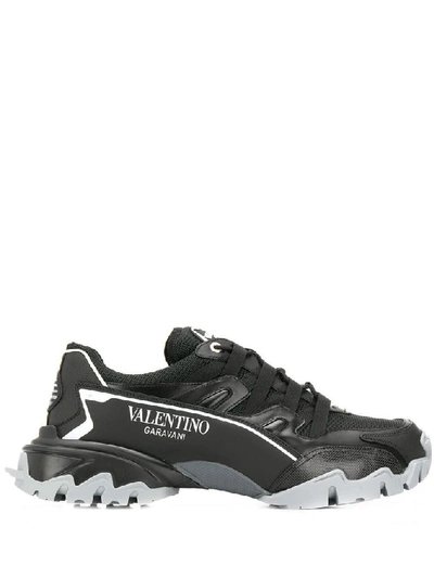 Shop Valentino Men's Black Leather Sneakers