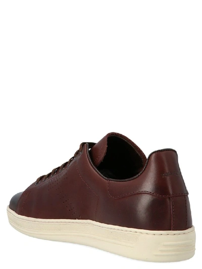 Shop Tom Ford Men's Brown Leather Sneakers