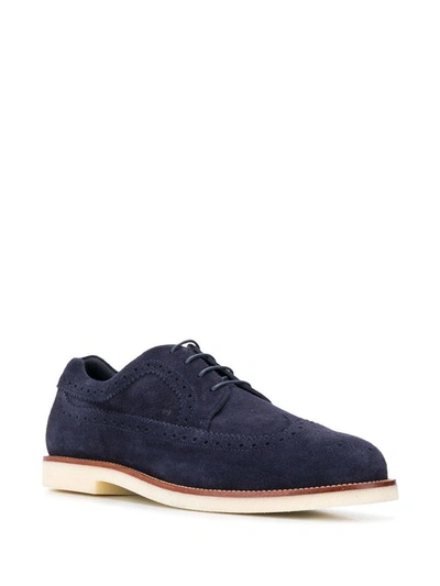 Shop Hogan Men's Blue Suede Lace-up Shoes