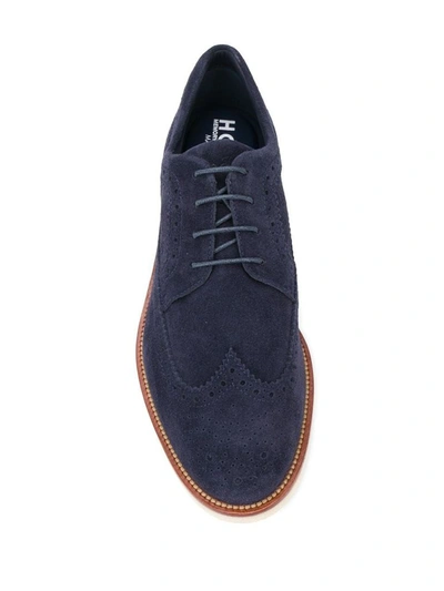 Shop Hogan Men's Blue Suede Lace-up Shoes