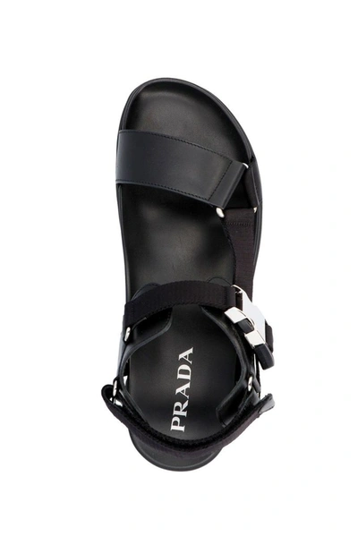 Shop Prada Men's Black Leather Sandals