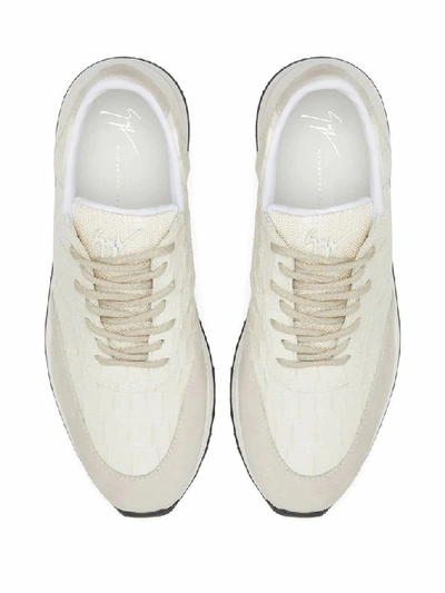 Shop Giuseppe Zanotti Design Men's Beige Leather Sneakers