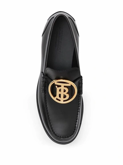 Shop Burberry Men's Black Leather Loafers