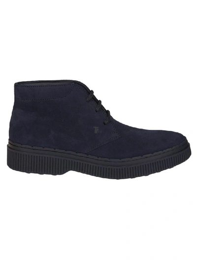 Shop Tod's Men's Blue Suede Ankle Boots