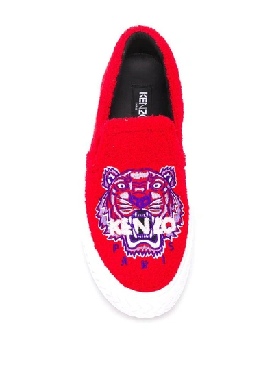 Shop Kenzo Men's Red Cotton Slip On Sneakers