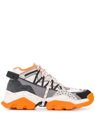 Shop Kenzo Men's Orange Leather Hi Top Sneakers