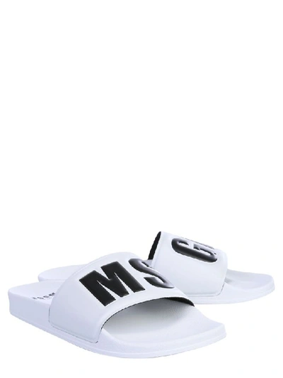 Shop Msgm Men's White Rubber Sandals