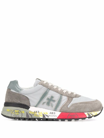 Shop Premiata Men's Grey Leather Sneakers