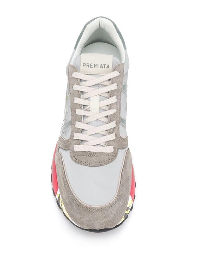 Shop Premiata Men's Grey Leather Sneakers