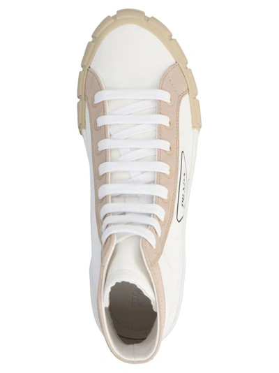 Shop Prada Men's White Polyester Hi Top Sneakers