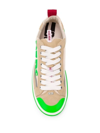 Shop Gcds Men's Green Leather Sneakers