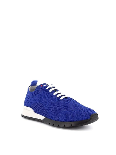 Shop Kiton Men's Blue Cotton Sneakers