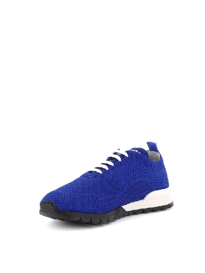 Shop Kiton Men's Blue Cotton Sneakers
