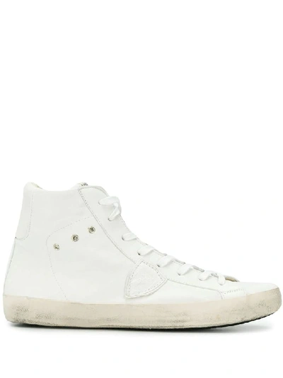 Shop Philippe Model Men's White Leather Hi Top Sneakers