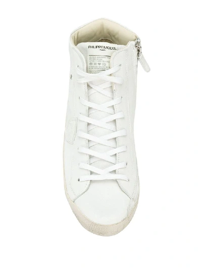 Shop Philippe Model Men's White Leather Hi Top Sneakers