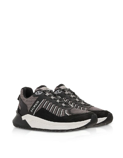 Shop Balmain Men's Grey Polyester Sneakers