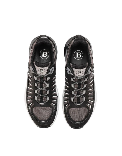 Shop Balmain Men's Grey Polyester Sneakers