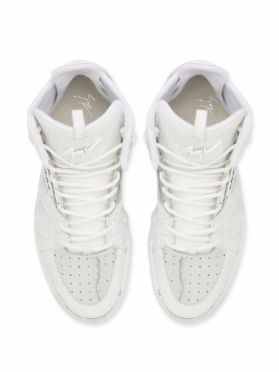 Shop Giuseppe Zanotti Design Men's White Leather Hi Top Sneakers