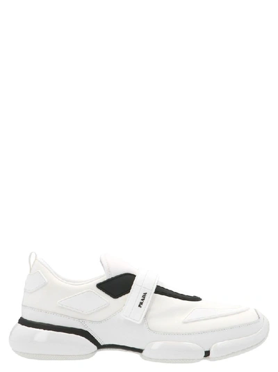 Shop Prada Men's White Polyamide Slip On Sneakers