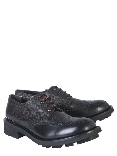 Shop Alexander Mcqueen Men's Black Leather Lace-up Shoes