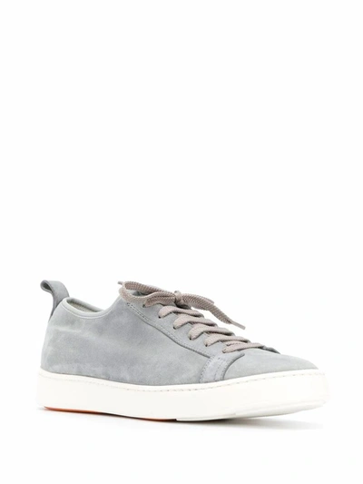 Shop Santoni Men's Grey Suede Sneakers