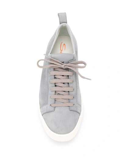 Shop Santoni Men's Grey Suede Sneakers