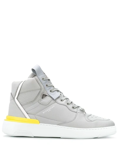 Shop Givenchy Men's Grey Leather Hi Top Sneakers