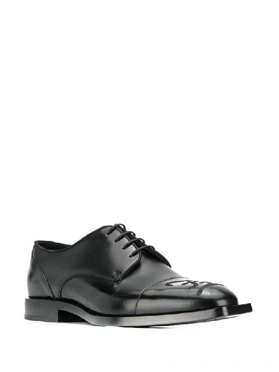 Shop Fendi Men's Black Leather Lace-up Shoes