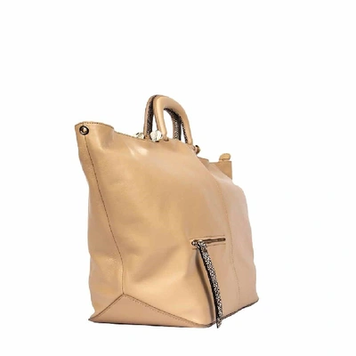 Shop Borbonese Women's Beige Leather Handbag