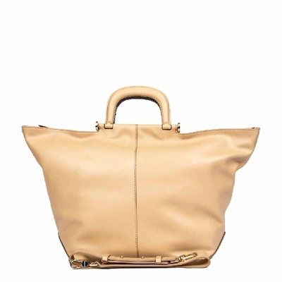 Shop Borbonese Women's Beige Leather Handbag