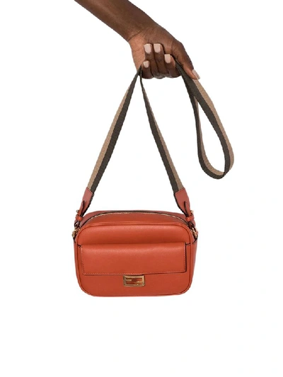 Shop Fendi Women's Orange Leather Shoulder Bag