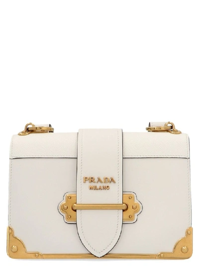 Shop Prada Women's White Leather Shoulder Bag