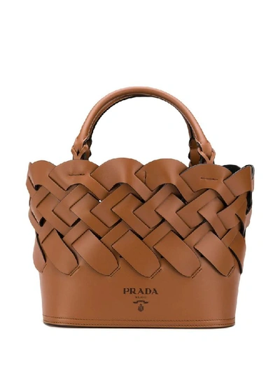 Shop Prada Women's Brown Leather Handbag