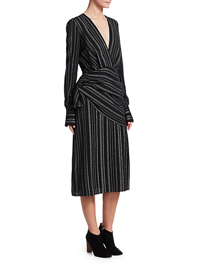 Shop Altuzarra Sparks Silk-blend Wrap Midi Dress In Black