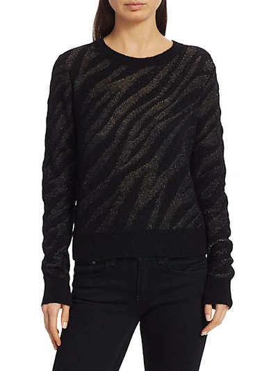 Shop Rag & Bone Germain Zebra Crewneck Sweater In Black