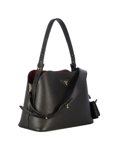 Shop Prada Women's Black Leather Shoulder Bag