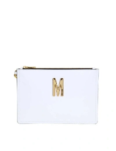 Shop Moschino Women's White Leather Pouch
