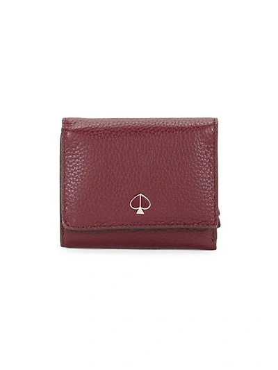 Shop Kate Spade Small Polly Tri-fold Leather Wallet In Cherry Wood