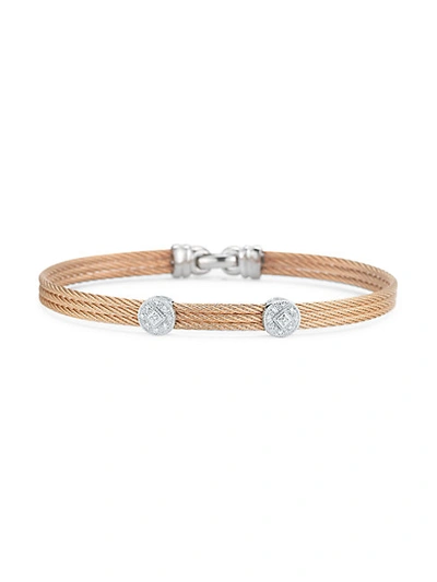 Shop Alor Classique 18k Rose & White Gold, Diamond Coil Bracelet