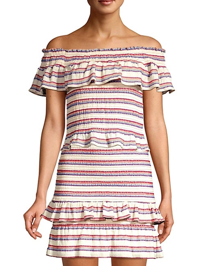 Shop Parker Lizette Off-the-shoulder Stripe Top In Cabana Stripe