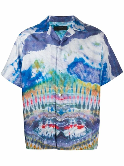 Shop Amiri Men's Blue Silk Shirt