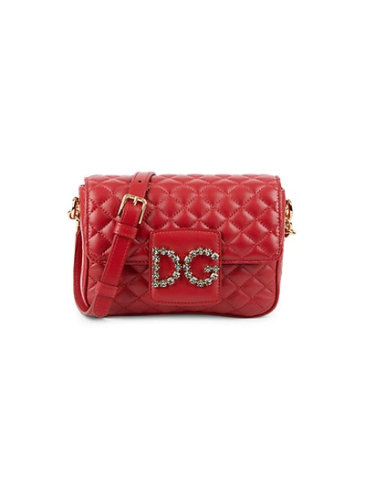 Shop Dolce & Gabbana Logo Quilted Leather Crossbody Bag In Red