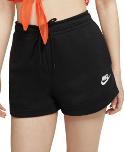 Shop Nike Women's Sportswear Essential Terry Shorts In Black/white