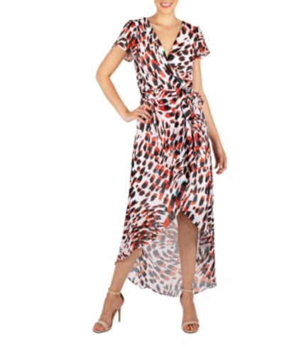 Shop Julia Jordan Printed Faux-wrap Dress In Ivory Multi