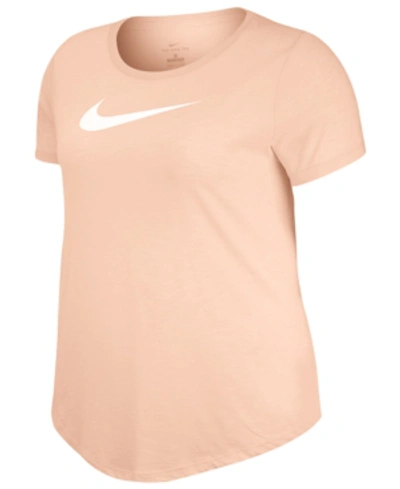 Shop Nike Dri-fit Plus Size Logo Training Top In Washed Coral/htr/white